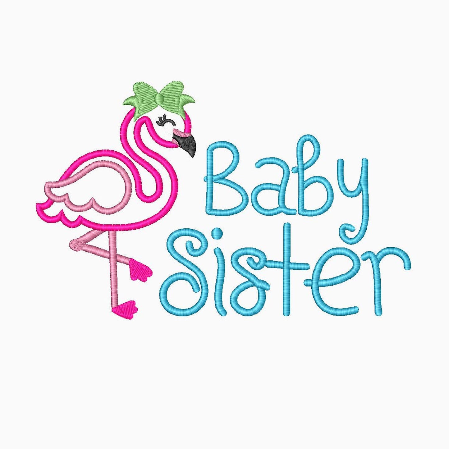 Baby Sister Flamingo Applique Embroidery Design