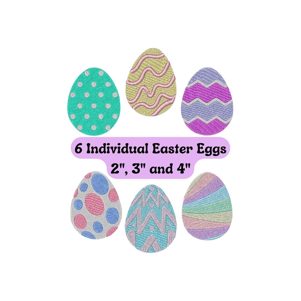 Easter Egg Embroidery Designs - Set of 6