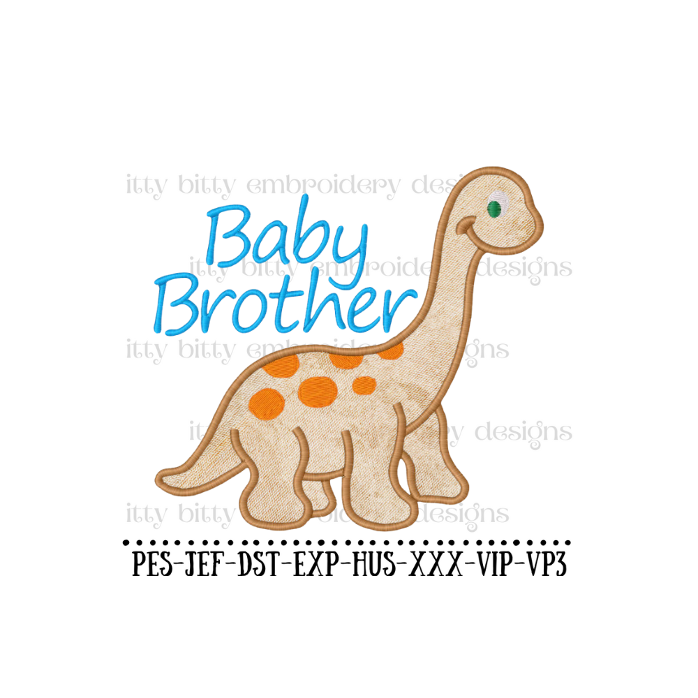 Baby Brother Dinosaur Machine Embroidery Design - Boy Embroidery Designs