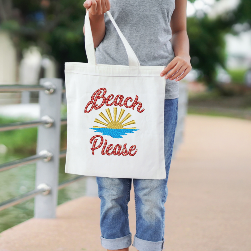 Beach Please Embroidery Design, Summer Embroidery Designs, Beach Towel