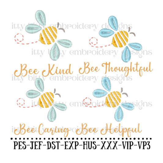 Bee Kind Embroidery Design - Machine Embroidery Designs