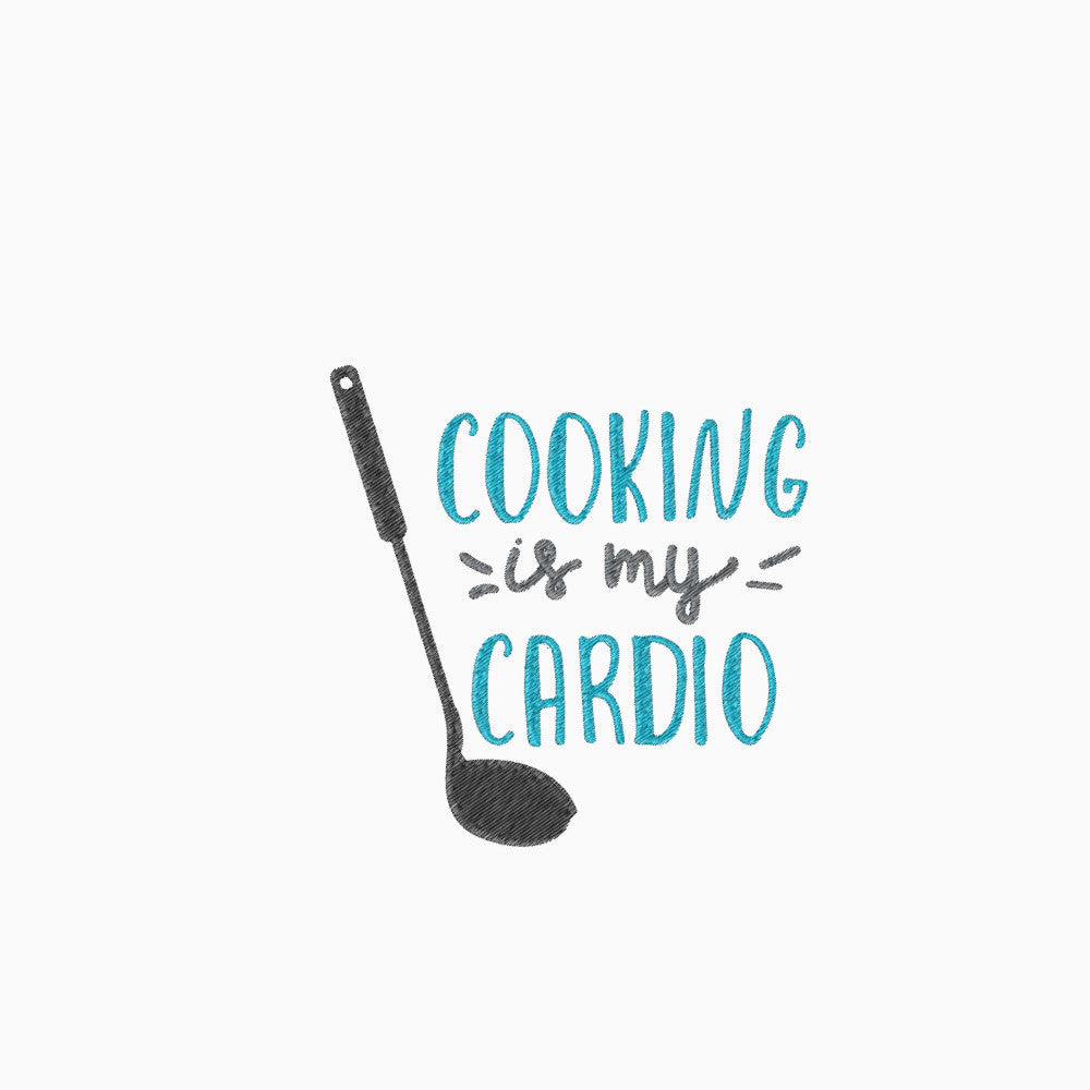 Cooking is My Cardio Machine Embroidery Design