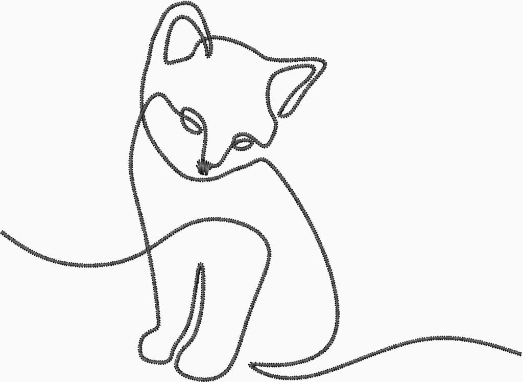 Cat Embroidery Design - Outline Cat Design