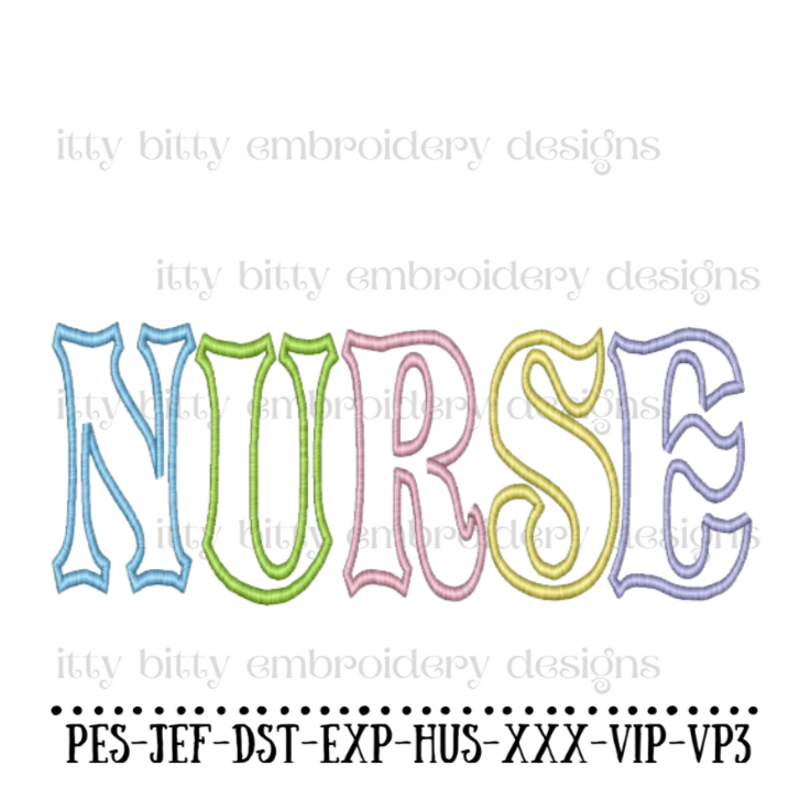 NURSE Applique Machine Embroidery Design