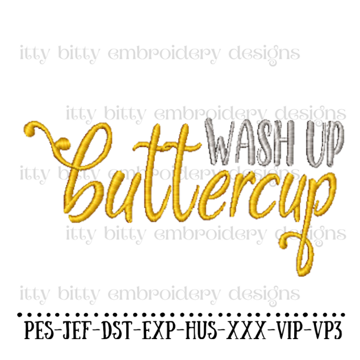 Wash Up Buttercup Embroidery Design - Bathroom Embroidery Design