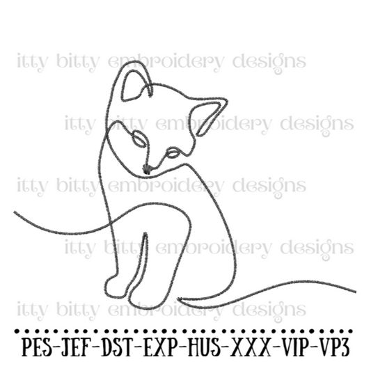 Cat Embroidery Design - Outline Cat Design
