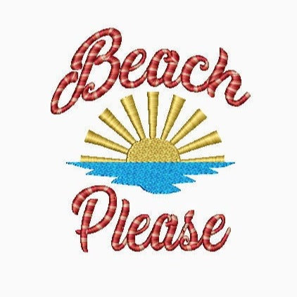 Beach Please Embroidery Design, Summer Embroidery Designs, Beach Towel