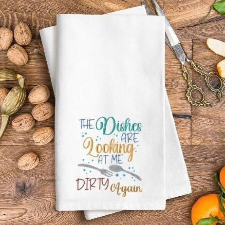 Kitchen Embroidery Designs, Funny Kitchen Embroidery Designs, Cooking Kitchen Towel Design, Dirty Dishes Embroidery Pattern, Baking Apron