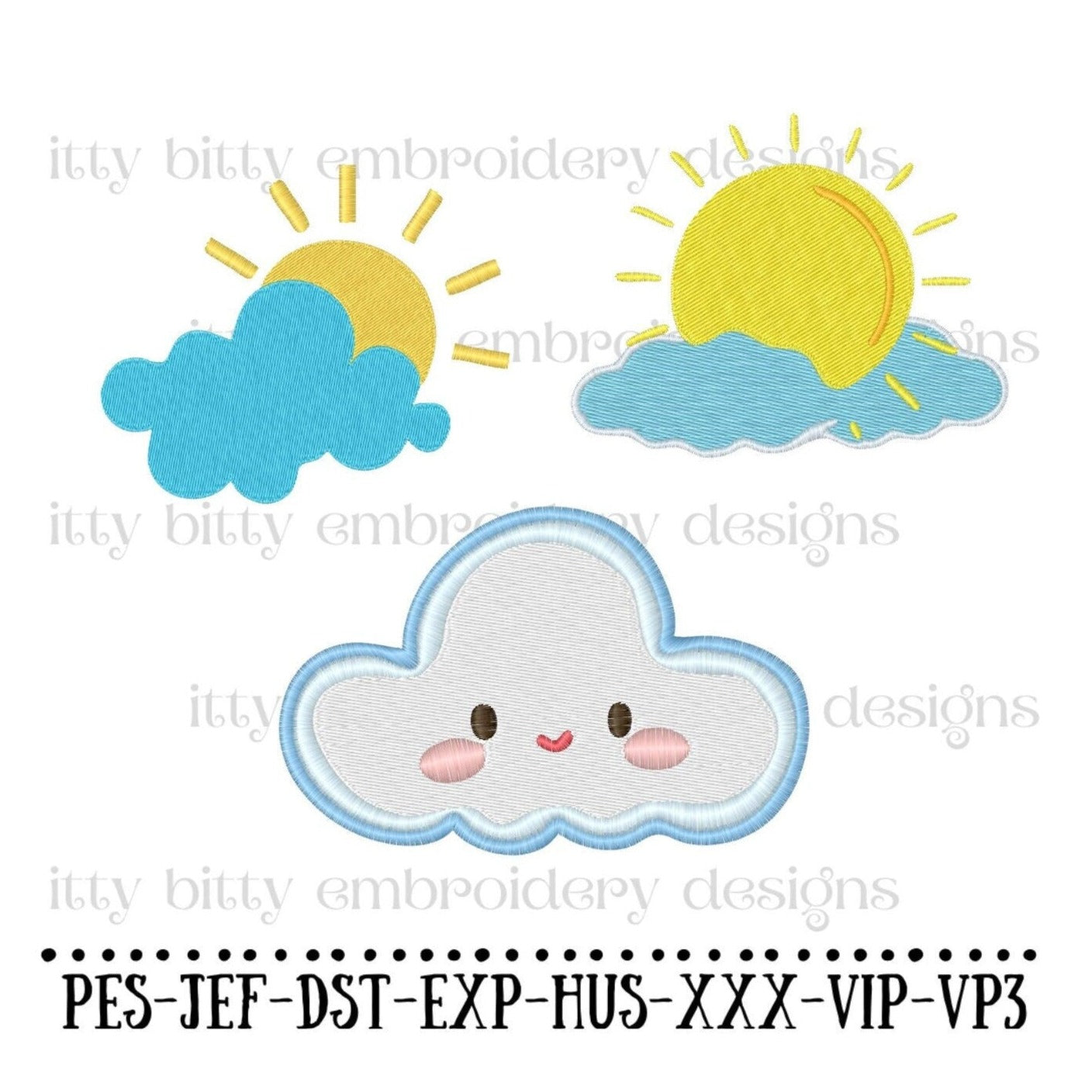 Clouds Embroidery Designs, Sky Embroidery Designs, Sunshine Embroidery Designs, Outdoor Embroidery Designs, Sky Embroidery Designs