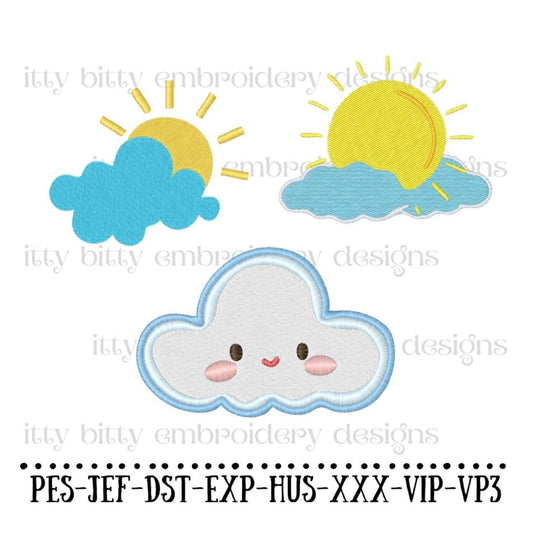 Clouds Embroidery Designs, Sky Embroidery Designs, Sunshine Embroidery Designs, Outdoor Embroidery Designs, Sky Embroidery Designs